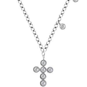 GORGEOUS Like New Meira T 14K White Gold & Diamond Cross Pendant Necklace